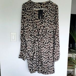 Sexy satin Leopard print mini dress NWT size XL